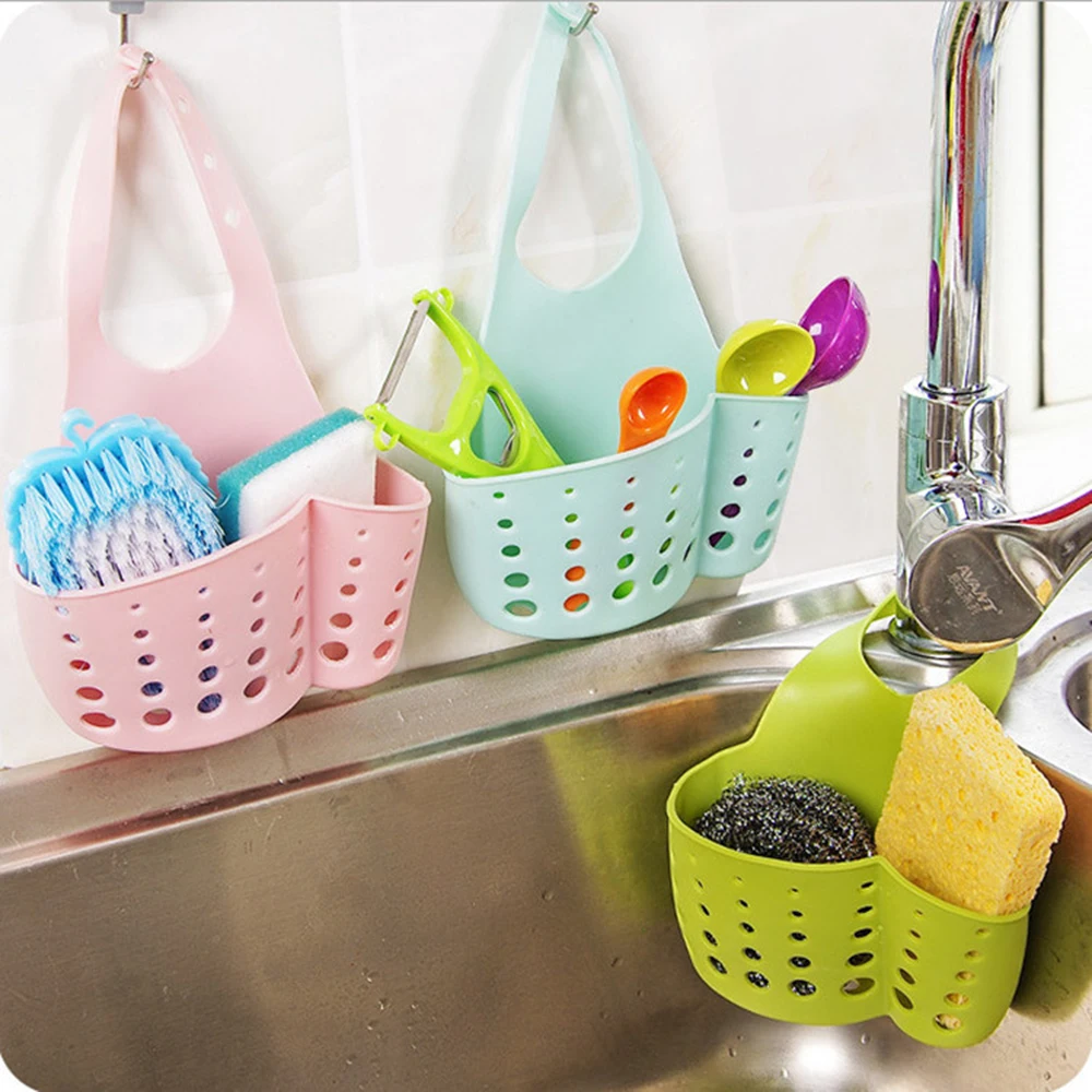 

NEW Kitchen Sink Faucet Caddy Bath Hanging Organizer Sink Draining Soap Sponge Towel Holder Pocket Sink Caddy Storage Baskets