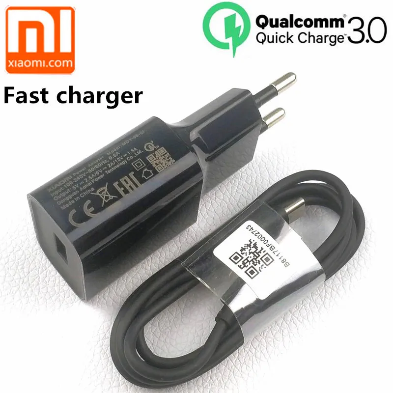 

Original xiaomi Fast charger EU QC 3.0 quick charge usb type C cable for mi 9 8 se mi6 a1 a2 mix max 2 3 mi8 6 redmi note 7