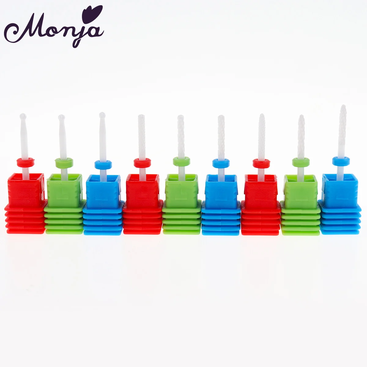Monja 9 видов стилей для дизайна ногтей, керамическое ротационное сверло для полировки ногтей, шлифовальный аппарат для маникюра, Электрический станок, аксессуары, инструмент