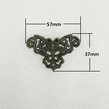 

40PCS 57x37mm Filigree Alloy Flower Wraps Cabochon Ancient Corners Flatback Butterfly Embellishments Scrapbooking Bronze Tone