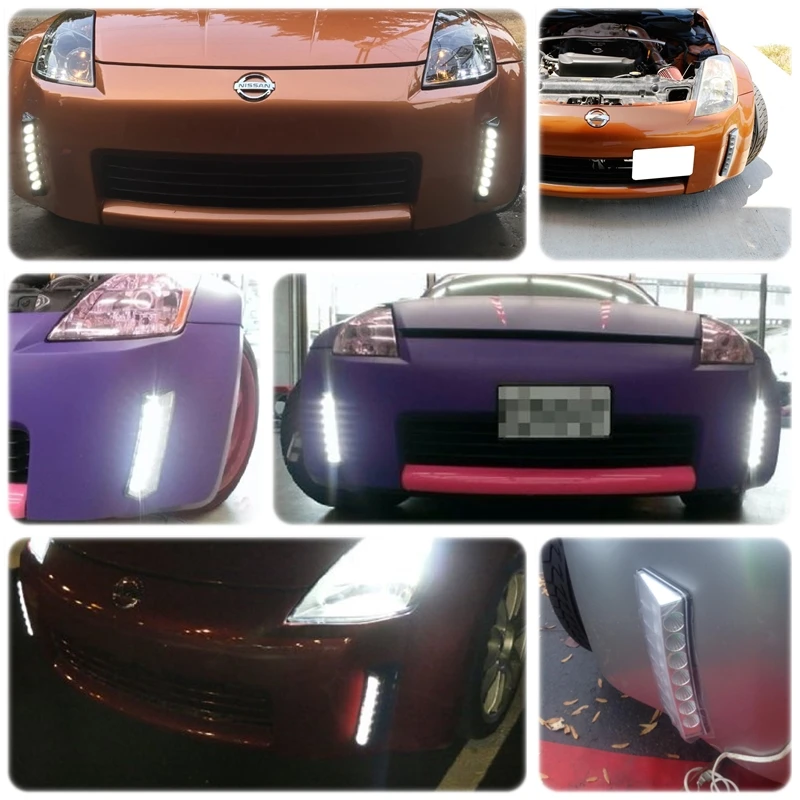 Передний бампер для Nissan 350Z Pre-LCI 2003 2004 2005 белый светодиодные дневные ходовые огни DRL