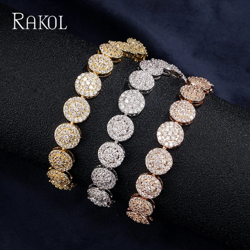 

RAKOL Brand New Trendy Design Cute Round Cut Pink Cubic Zirconia Bracelet For Women Birthday Gift Jewelry