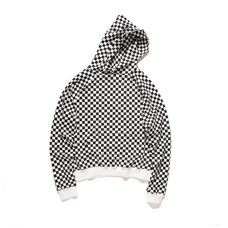 HIPFANDI High Street Fashion Casual black White Sweatshirts Justin Bieber Style Checkerboard Lattice Men Brand Pullover Hoodies