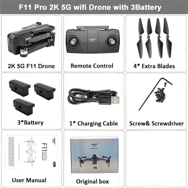 SJRC F11 PRO GPS Drone с 2K HD камерой Wi-Fi FPV / F11 1080P безщеточный Quadcopter 25 минут полетного времени Складной Дрон против SG906 - Цвет: 2K 3B BX