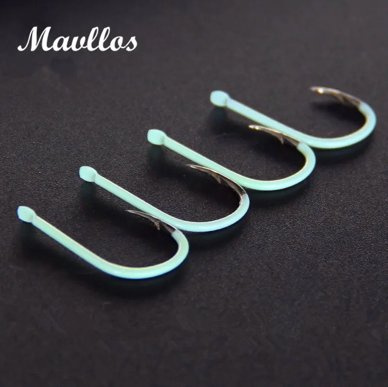 

Mavllos 11pcs/package ISEAMA Luminous Trolling High Carbon Steel Fishing Hooks Barbed Carp Single Hook Size 3-12