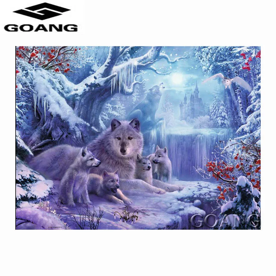 

5D Diamond Embroidery Snow Wolf Rhinestones DIY diamond painting Mosaic Painting Full Square Diamond painting