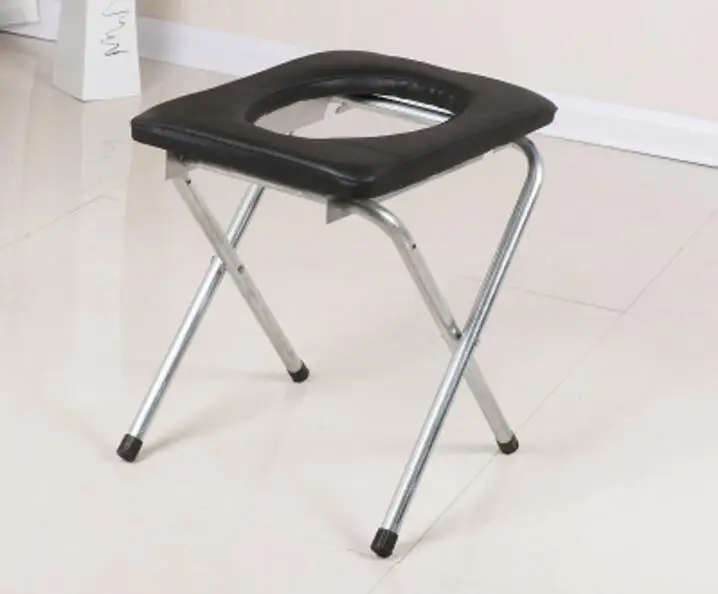 38 см высота портативный складной нескользящий для беременных женщин мобильный горшок стул Состаренный комод стул сидячий стул - Цвет: Черный