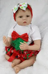 22 ''моделирование реалистичные Силиконовые винил возрождается мальчик игрушки куклы newbabies с Рождественская Одежда для девочек Brinquedos Bebe