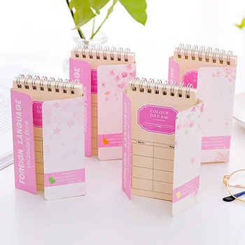 

Cherry Blossoms English Word Coil Vocabulary Notebook Diary Notepad Hand Memo Book Stationery #326