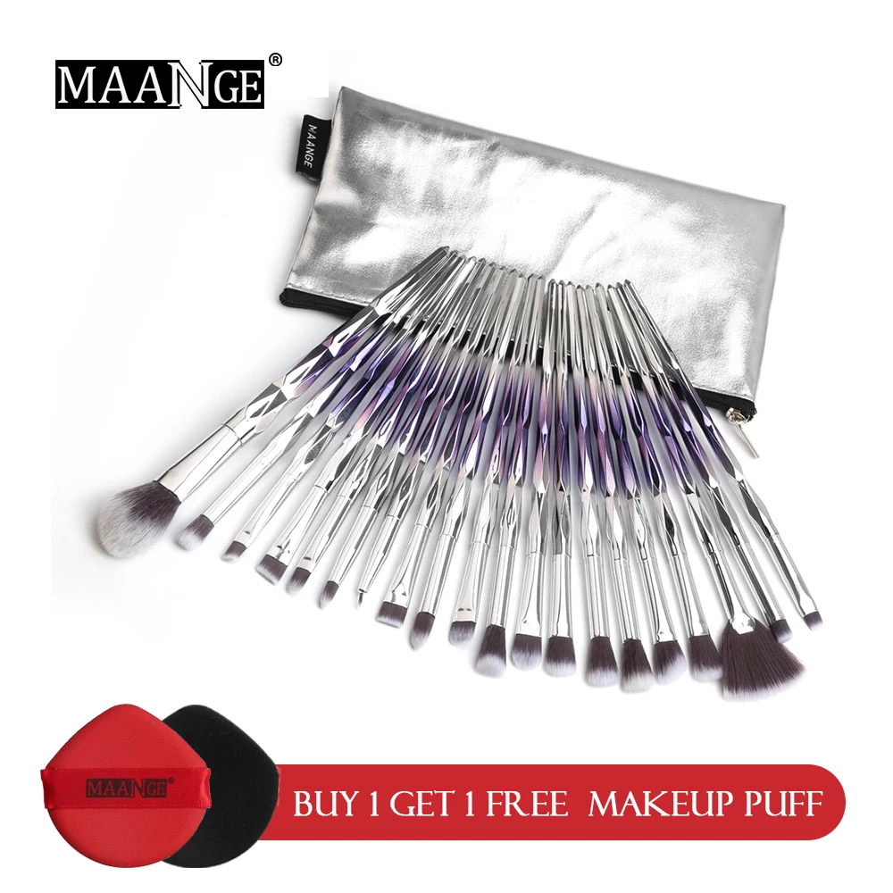 

MAANGE Professional Diamond Makeup Brush Set Foundation Powder Makeup Brushes Bag Fan Makeup Eye shadow Brushes with Fashion Bag