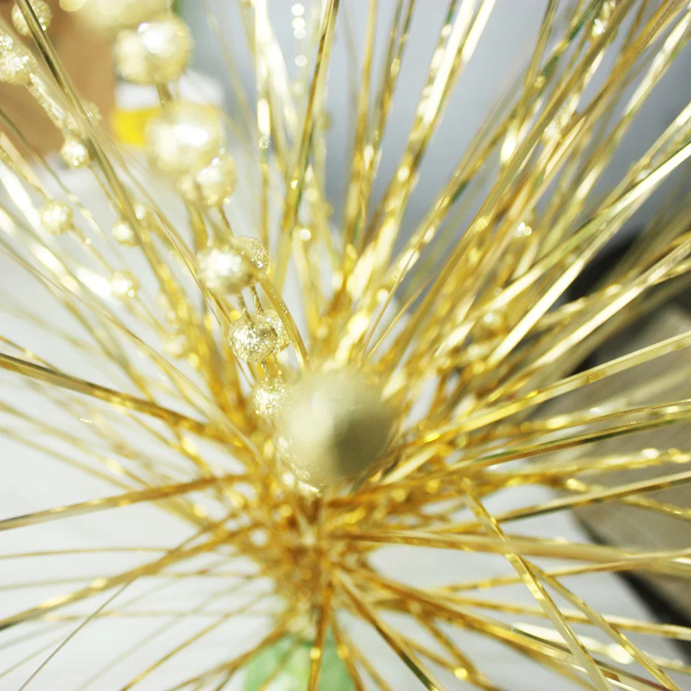 Рождественские декоративные золотые искусственные цветы для дома, вечерние, Новогодние декоративные пластиковые букеты