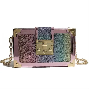 

Fashion Messenger Bags Leather Handbags Women Wedding Clutches Ladies Party Purse Famous Designer Crossbody Shoulder Sequin Box