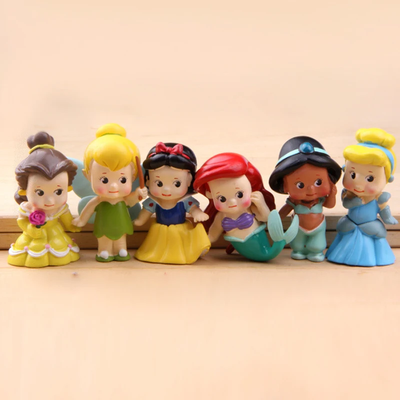 

PVC Delicate Cute Tinkerbell Mermaid Snow White Princess Action Figure Anime Keychain Pendant Girls Gift Model Toy full set