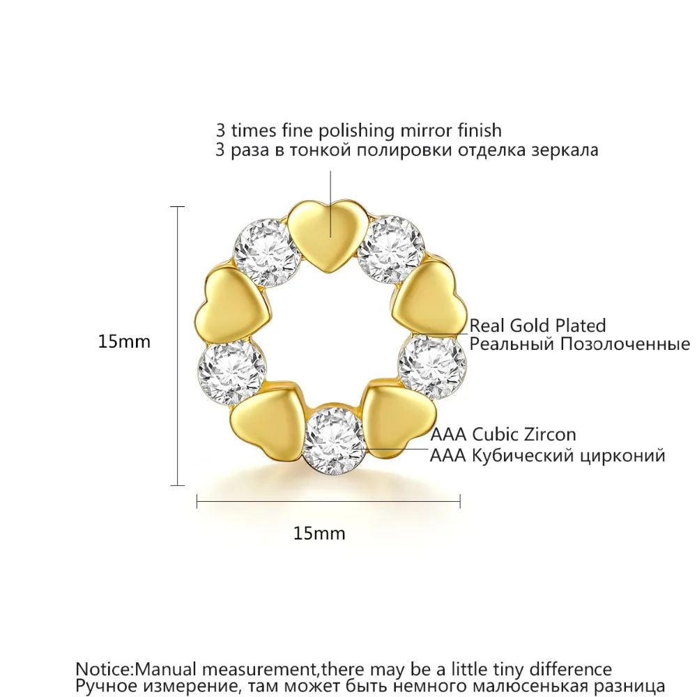 LUOTEEMI, милые золотые серьги-гвоздики в форме сердца для женщин, для свадьбы, свидания, элегантные сверкающие камни из кубического циркония для женщин, Aretes De Mujer, рождественский подарок