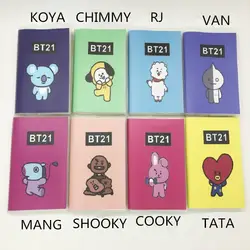 Bts BT21 Bangtan обувь для мальчиков ПВХ Обложка Дневник путешествия журналист джимин V CartoonNotebook Kpop БЦ официальный Корейский звезды подарок