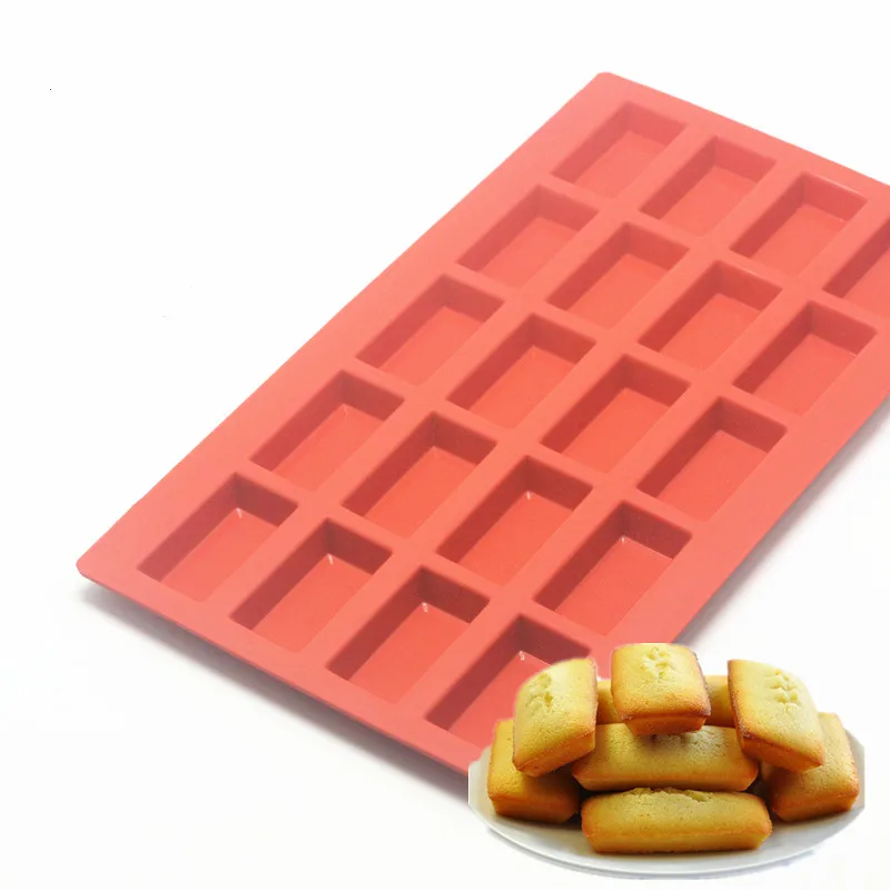 

1Pcs Bakeware tool 20 Cavity Financiers Mould Silicone Cake Mold 288*168*12mm / 11.3*6.6*0.5 inch Red