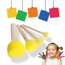 4 шт граффити Рисование круглые игрушки подарок для детей кисть для рисования губка для рисования деревянные ручки