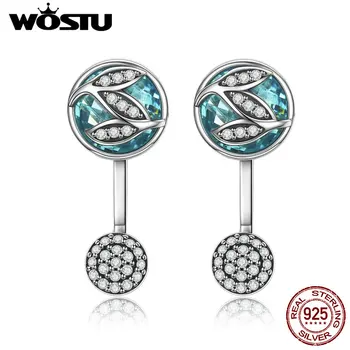 

WOSTU Hot Sale Authentic 925 Sterling Silver Green Radiant Leaves Drop Earrings For Women Fashion Brand Jewelry Gift CQE087