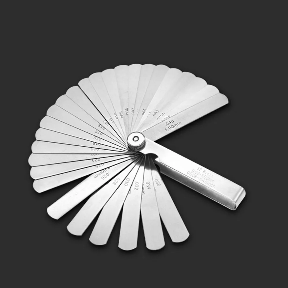 1Set Feeler Gauge Blades 89A32 32 Blades Universal Thickness Metric