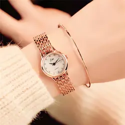 Роскошные женские модные золотые часы из нержавеющей стали кварцевые часы-браслет женские часы высокого качества со стразами женские часы