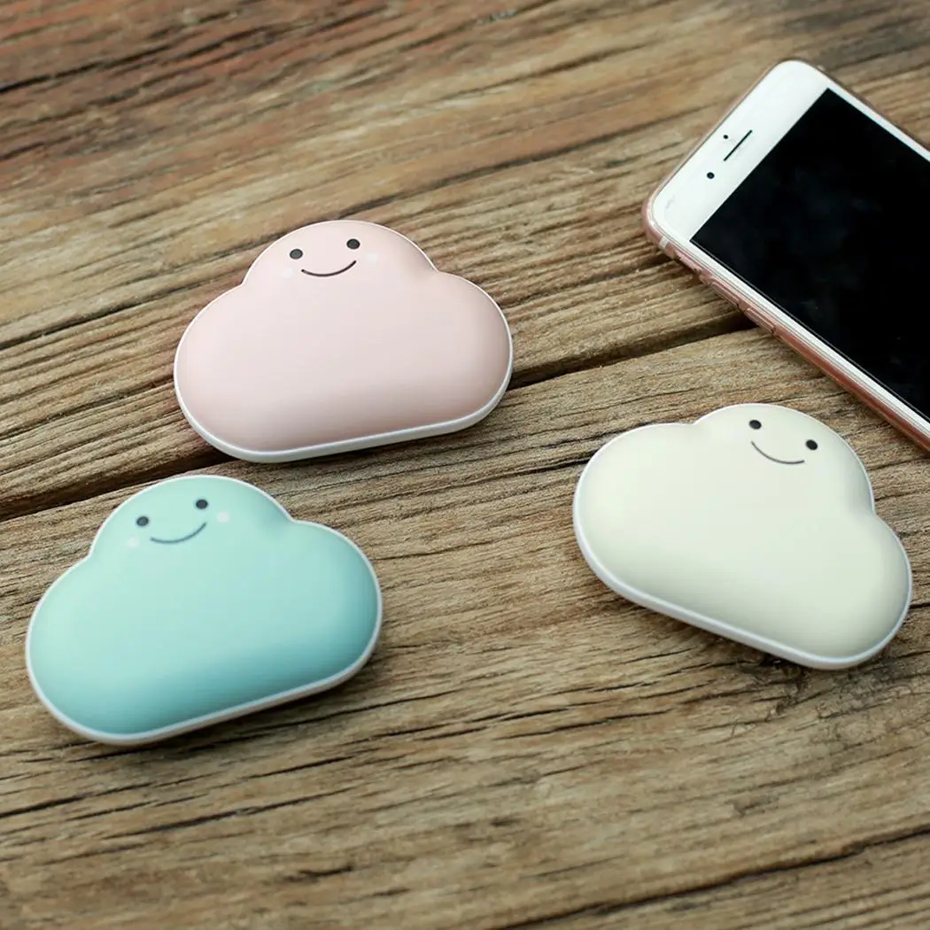 

Cartoon Cloud Power Bank Hand Warmer Mini Portable USB Rechargeable Handheld Heater 2 in 1 3600mAh Mobile Power Winter Warmers
