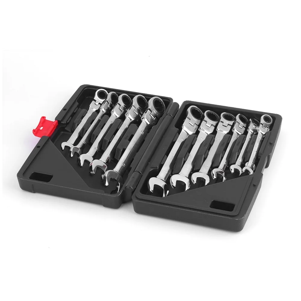 

12Pcs/Set Repairing Tools Kit 8-19mm Chrome Vanadium Flexible Head Combination Tool Ratchet Wrench Set Gear Wrench Set