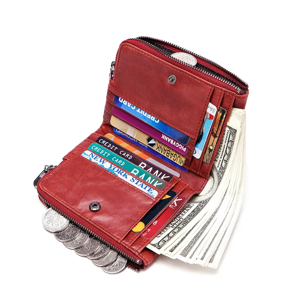 Продажа GZCZ 2019, Модный женский кошелек, натуральная кожа, на молнии, дизайн, женский, короткий, Rfid кошелек с ID, держатель для карт, монета, карманы, мини ...