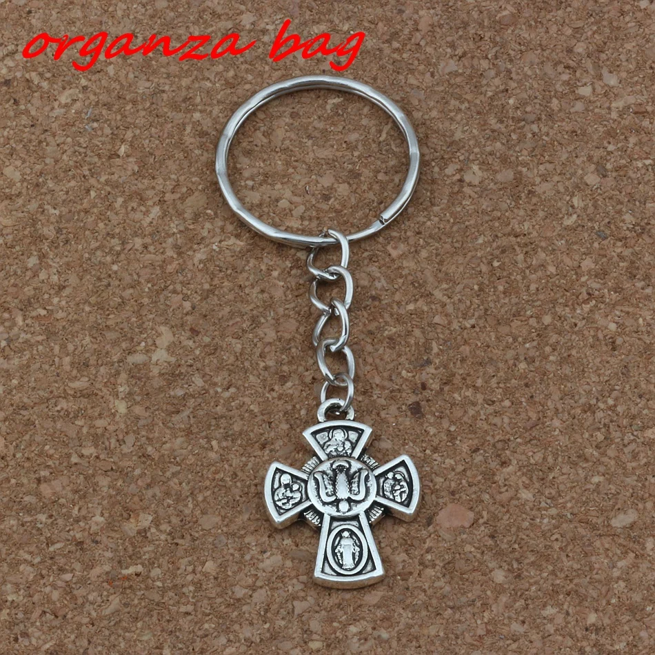 

2pcs Keychain Jesus Christ Crucifix Cross Religion Charms Pendant Keychain Travel Protection 18x69mm Pendant DIY Jewelry A-248f