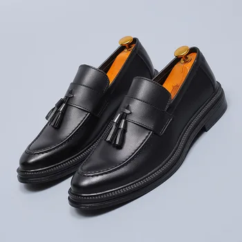 

Classic Leather Shoes Men Fashion Men Shoes Leather Slip on Mens Shoes Casual Luxury Designer Pointed Toe Footwear for Man