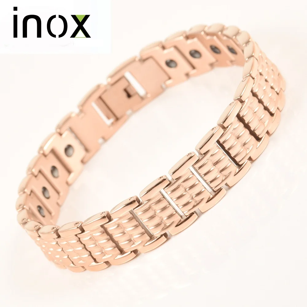

Wollet Jewelry Magnetic Stainless Steel Bracelet Bangle for Men Rose Gold Metallic Silver Color 5 in 1 or Germanium and Hematite