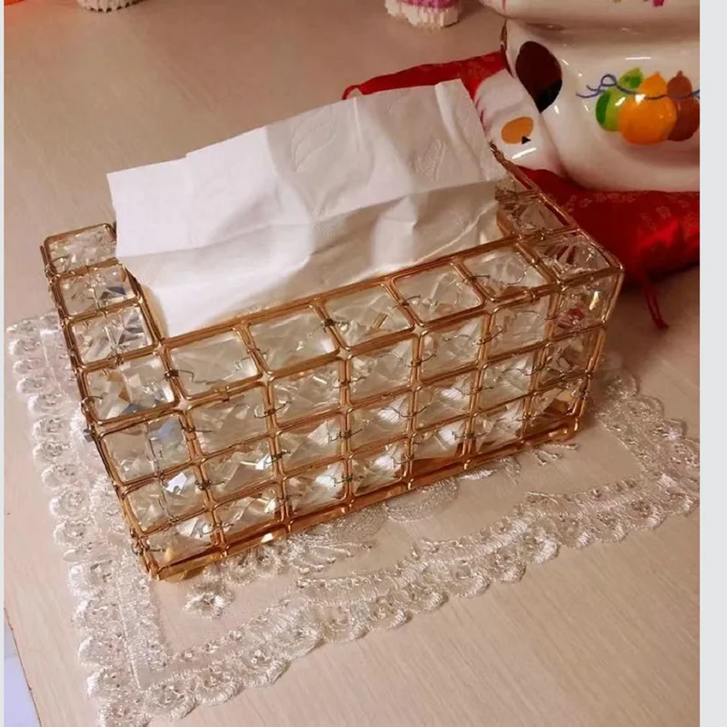 

Tissue European Crystal Tissue Box Simple Home Living Room Coffee Facial Tissue Box Holder Crystal Cube Napkin Dispenser 3DZJG05