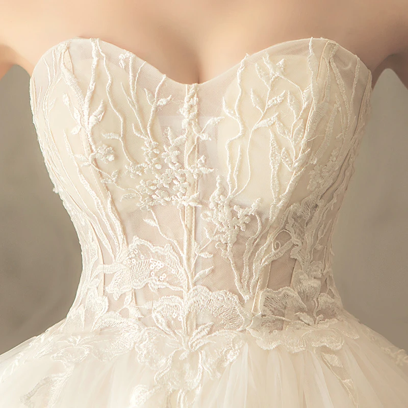 Ruthshen простой Иллюзия одеяние mariée Sirene трапециевидной формы аппликация «сердце» пышные Пышное Бальное Платье принцессы свадебное платье со