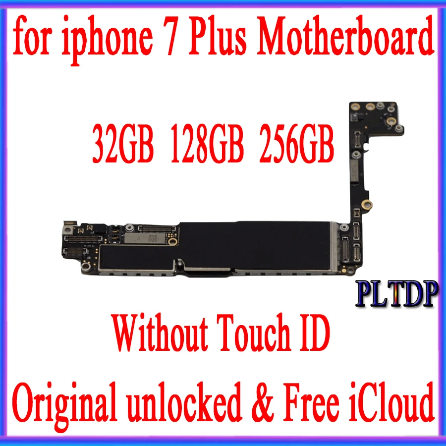 

Full unlocked for iphone 7 Plus Motherboard without Touch ID,Original for iphone 7Plus Mainboard+Free iCloud,32GB 128GB 256GB