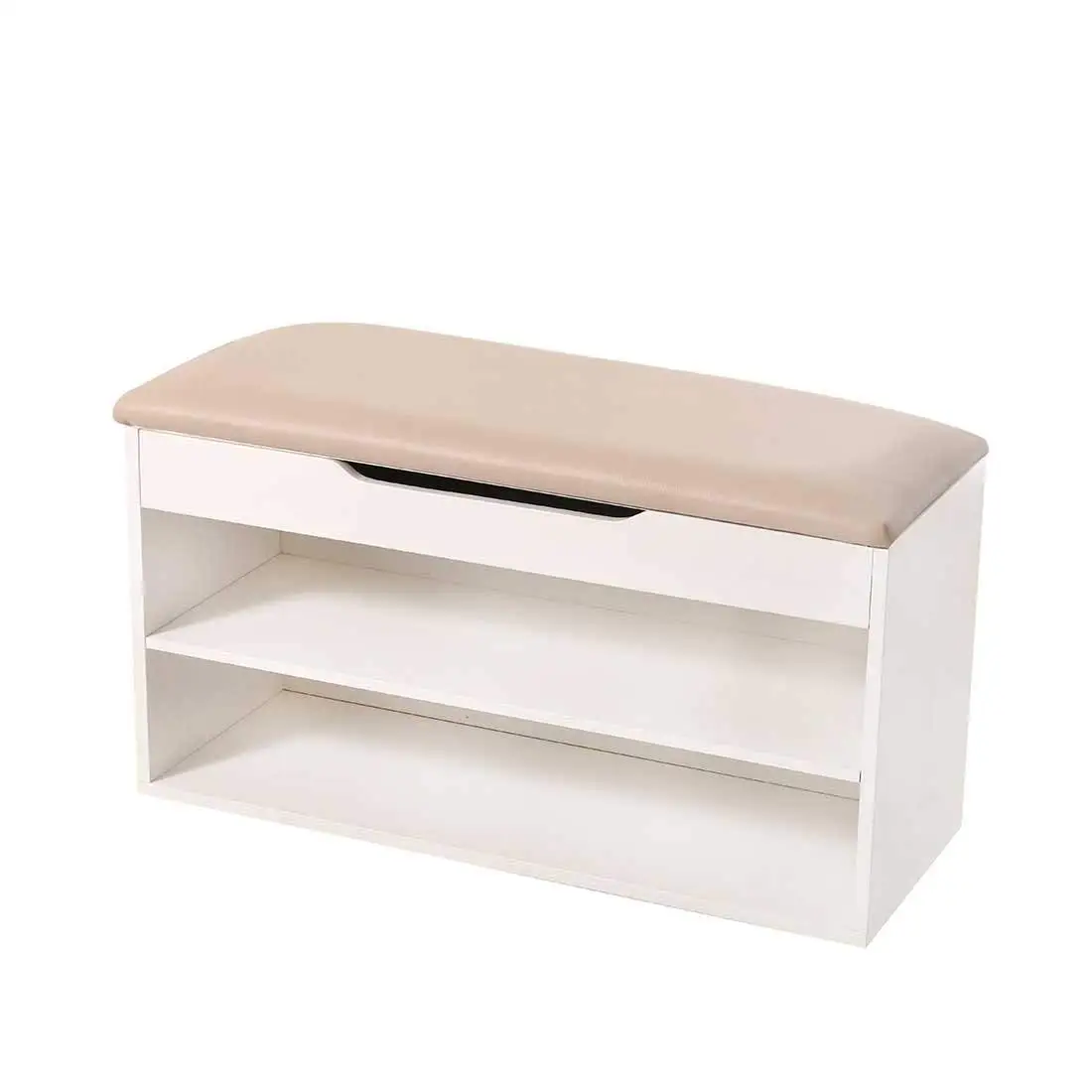 

oneisall Wooden Shoe Cabinet with Seat Cushion, Hallway Storage Bench with Lift Up Lid, 87X52X36CM (White)