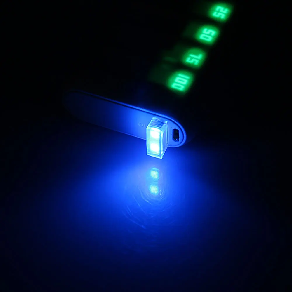 10 шт. автомобильный атмосферный светильник s Mini USB СВЕТОДИОДНЫЙ светильник для салона автомобиля красочный неоновый окружающий светильник красный/синий/белый/зеленый/кристально-синий/оранжевый - Испускаемый цвет: Синий