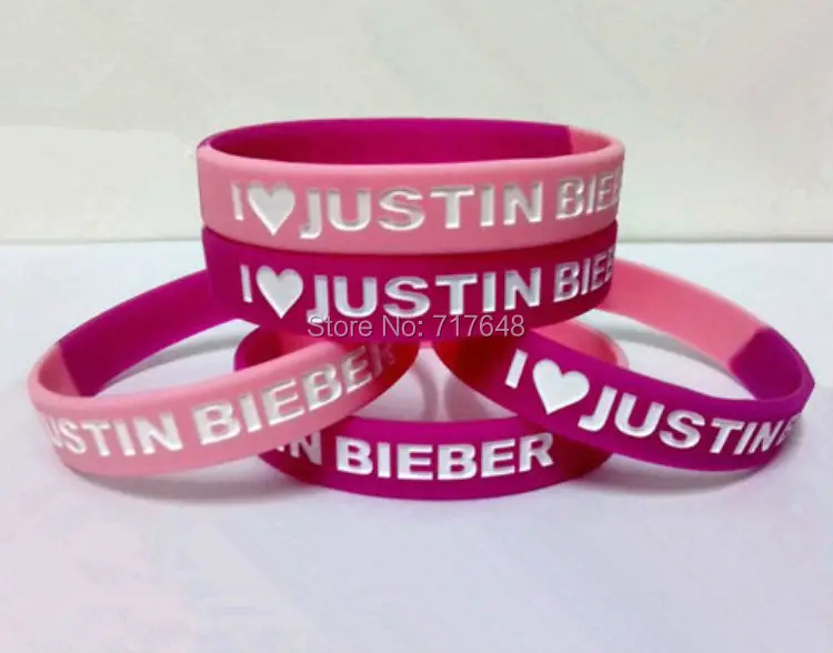 200pcs I Love Justin Bieber Wristband Silicone Bracelets free shipping by FEDEX