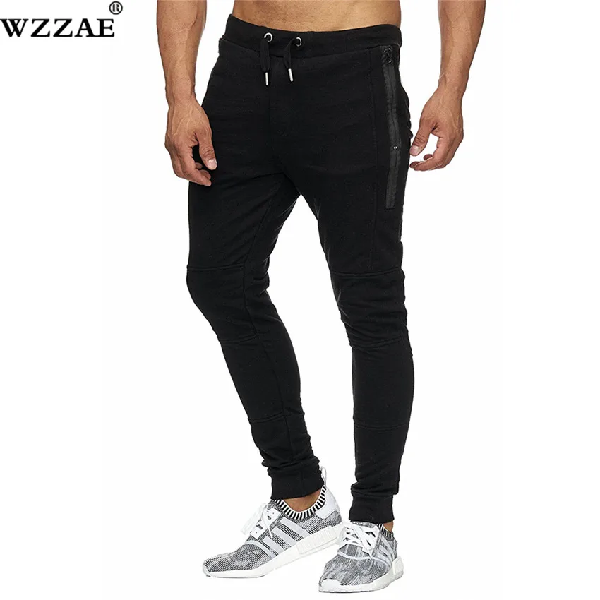 

2018 Cotton Men Full Sportswear Pants Casual Elastic Cotton Mens Fitness Workout Pants Skinny Sweatpants Trousers Jogger Pants