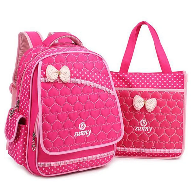 2 pcs/set School Bag Nylon Children School Backpack Princess