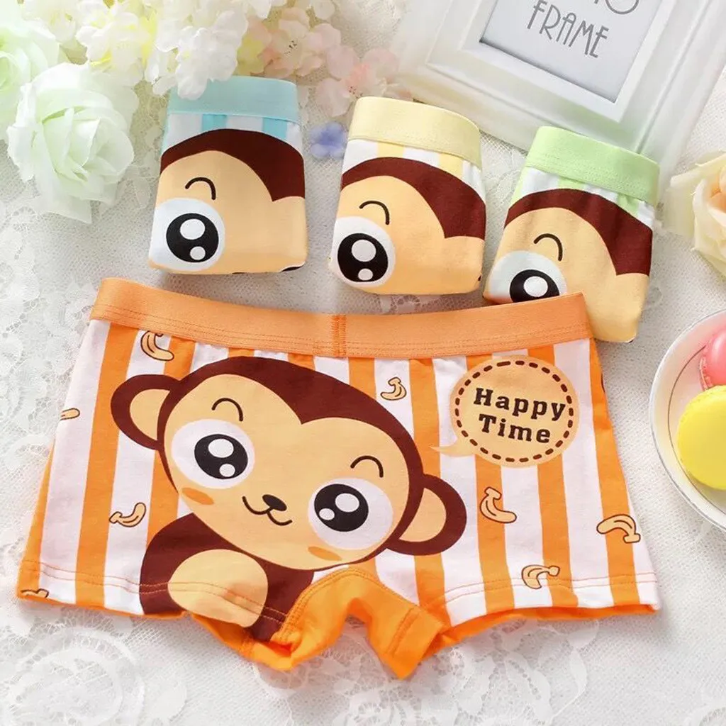 4Pcs Cartoon Boys Underwear Soft Breathable Kids Boxer for 4-10Yrs Baby Panties Kawaii Boy Briefs Underpants трусы для мальчиков