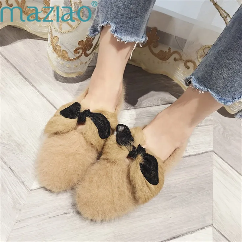 fluffy design open toe flat shoes