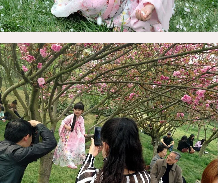 Ребенок Костюмы для народных китайских танцев костюм Hanfu девочка Феи Тан костюм платье принцессы феи Гучжэны костюм