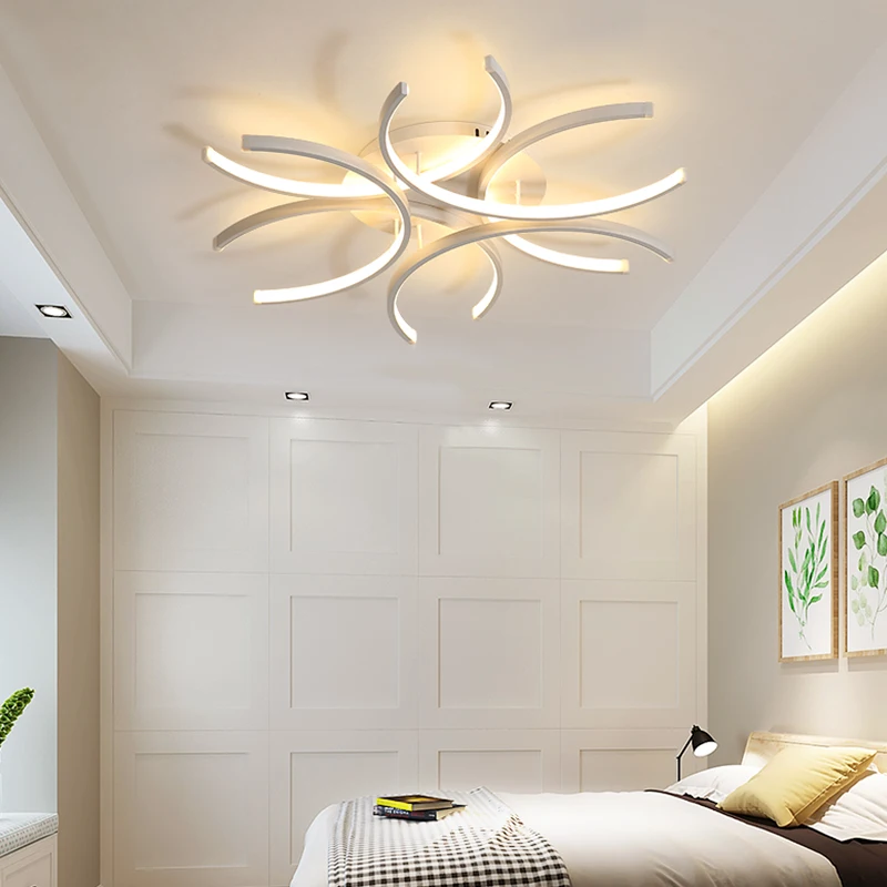 LICAN алюминий волна белый поверхностного монтажа Lustre Avize освещение 110 В 220 В современные светодиодные потолочные лампы для спальни гостиной