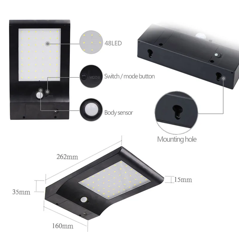 Waterproof 48LED soco Solar Wall Lamp  (6)