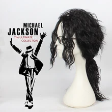 Аниме Майкл Джексон Длинные Черные Кудрявые парик Косплей Костюм волосы MJ высокое качество ролевые игры парики