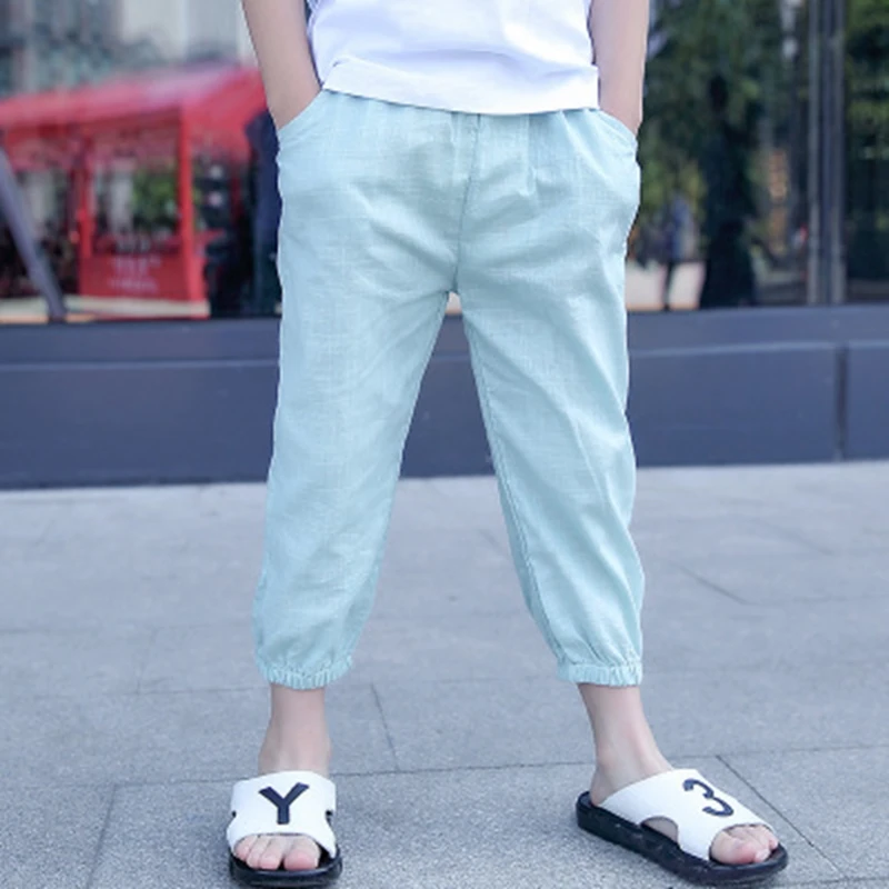 Baby Boys and childrens jeHaroun pants clothes In the summer Loose thin section Boys kids fashion Pure color 7 minutes of pants Clothing (20)