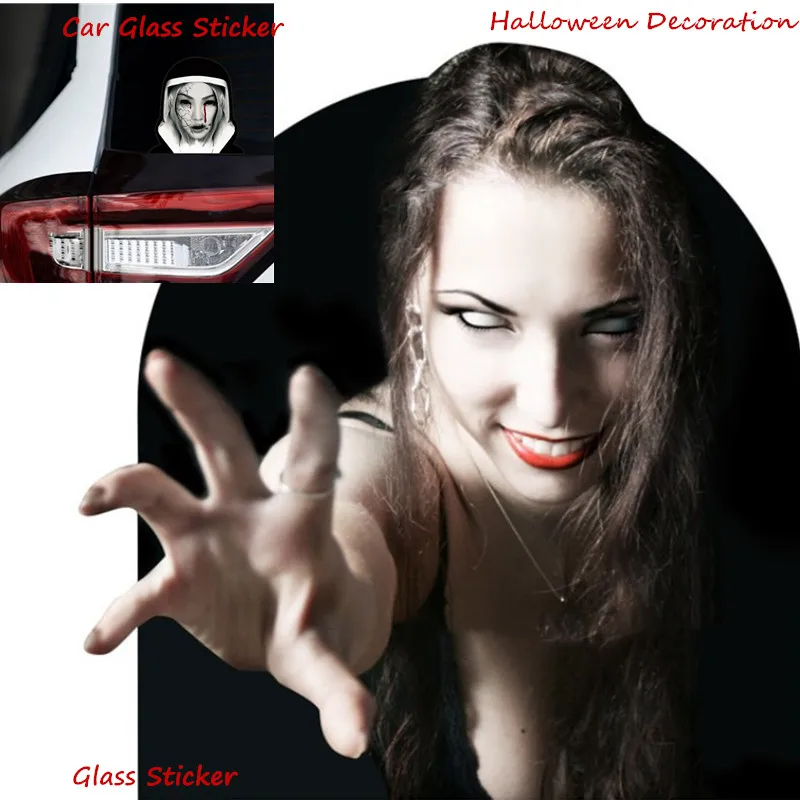 

Halloween Decoration Reflector Car Sticker Home Room Glass Sticker Scary Mask Horror coolmasks Terror best Hot reflecting light