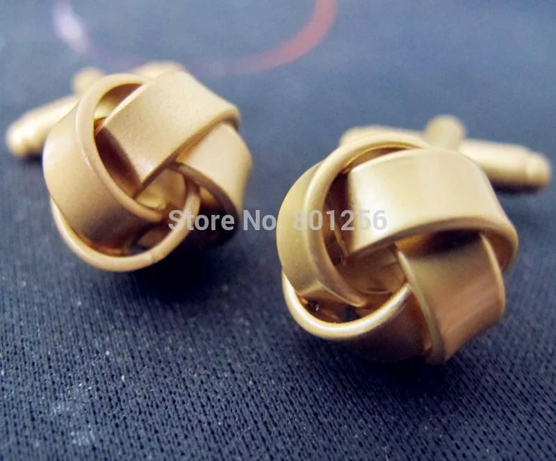 

Free shipping Men's Cufflinks gold color dull polish knot design copper material cufflinks wholesale&retail for men