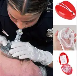Красный первой помощи реанимации маска для искуственного дыхания лицо устные носовые барьер и клапаны для сумка