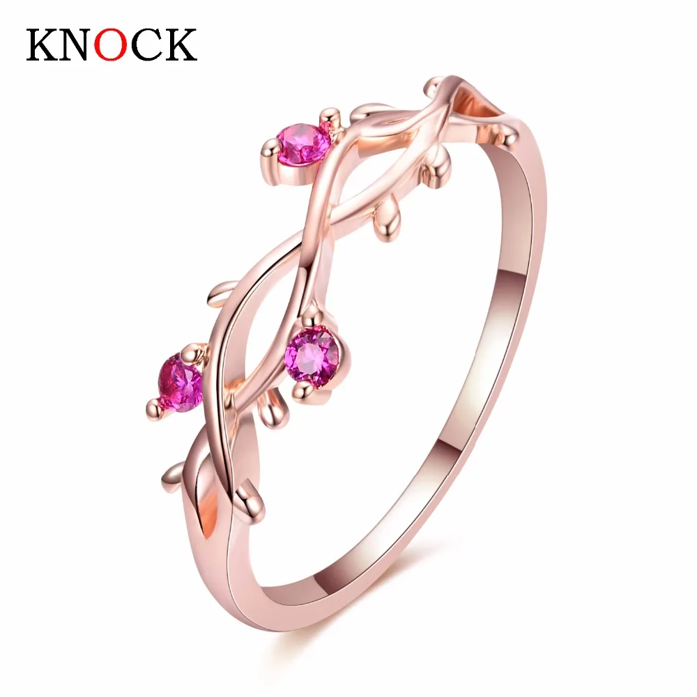 Plated Rose Gold Rings for Women Crystal Zircon Leaf Adjustable Finger Ring Jewelry Girl gold color rings finger ring gold color ring adjustable rings zircon crystal ring