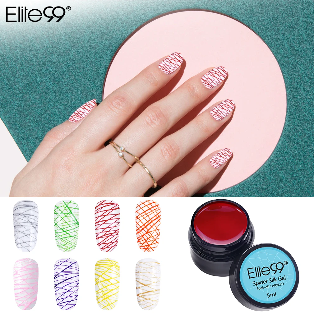 

Elite99 5ML Nail Art Creative Wire Drawing Spider Nail Gel Point To Line Painting Gel Lacquer Varnish Pulling Silk Spider UV Gel